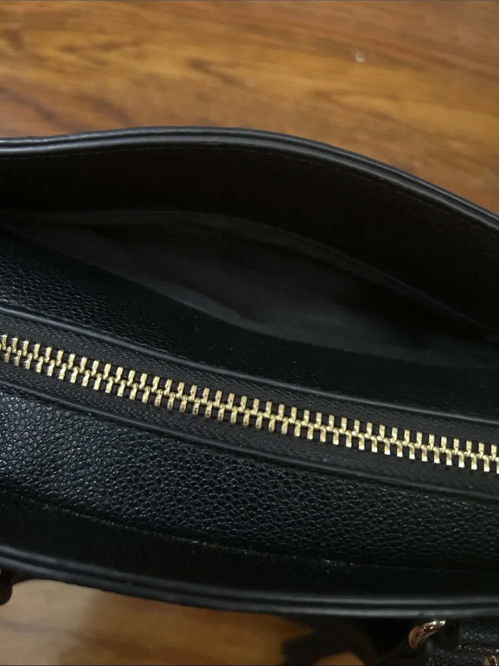 Nine West Black Pebbled Satchel Crossbody Purse with Gold Accents